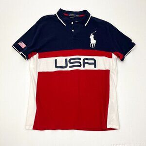 Ralph Lauren USA Big Pony Polo Shirt Custom Slim Fit Mens XL X-Large